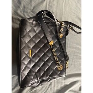 Aldo Black Quilted Tote Bag Gold‎ Hardware Crossbody Shoulder Bag Diamond Stitch